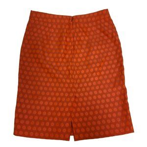 J. Crew The Pencil Skirt Midi Skirt Polka Dot Pattern Orange Pink Women's 2